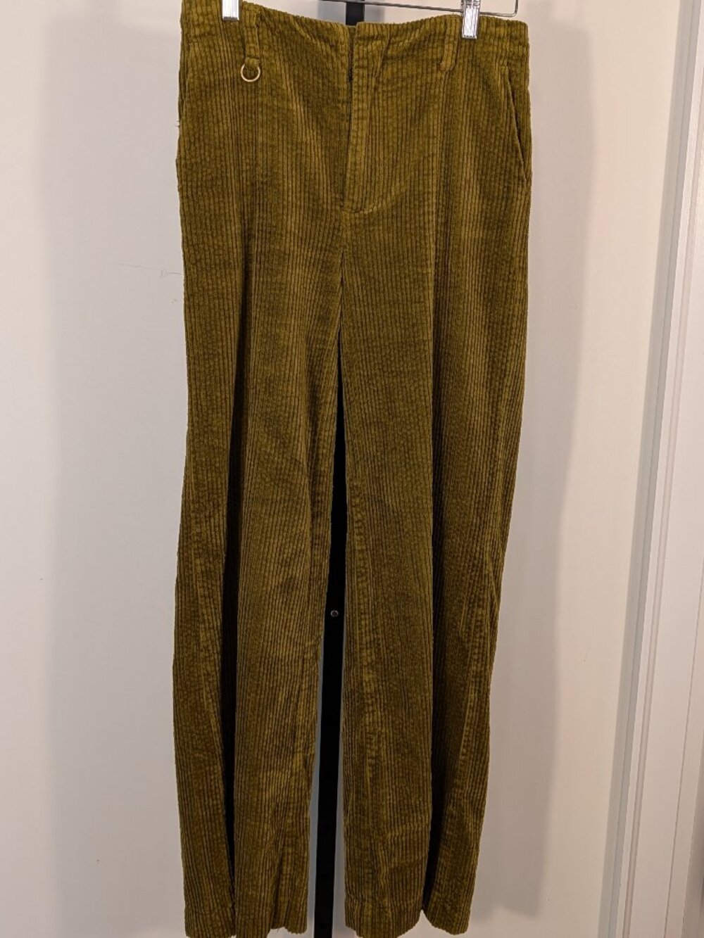Elevenses by Anthropologie Wide-Leg Wide-Wale Corduroy Pants Olive Green | Sz 27